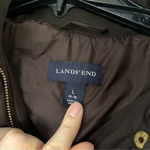 Lands’ End Brown Puffer Coat Winter Warm Casual Large Comfy - Picture 2 of 7